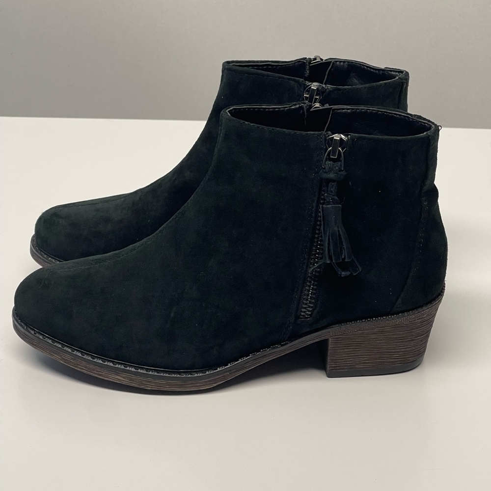 Propet Rebel Black Suede Tassel Double Zip Ankle Boots Womens Size 7 NEW w/o Box - Picture 3 of 10